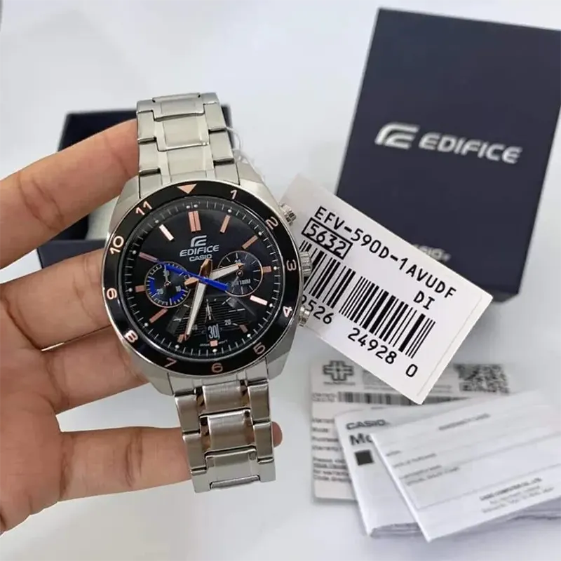 Casio Edifice Standard Chronograph Black Dial Men's Watch- EFV-590D-1AV